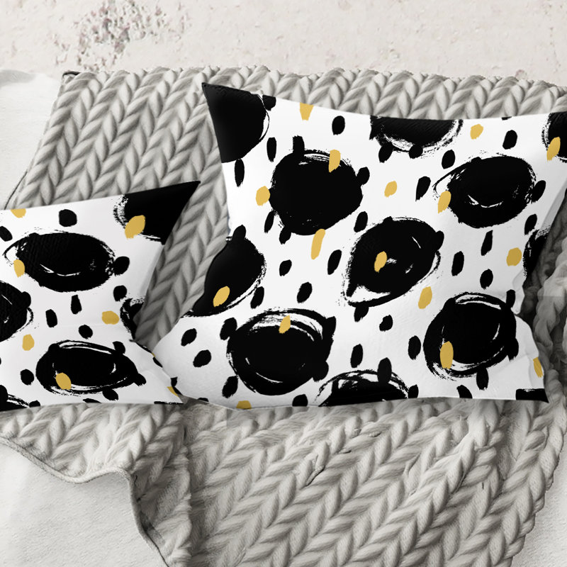 Motif géométrique monochrome V - Coussin Mid-Century, 16 po x 1 po