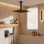 Ensemble de douche à fixation au plafond en laiton noir mat 16 pouces avec pomme de douche à main