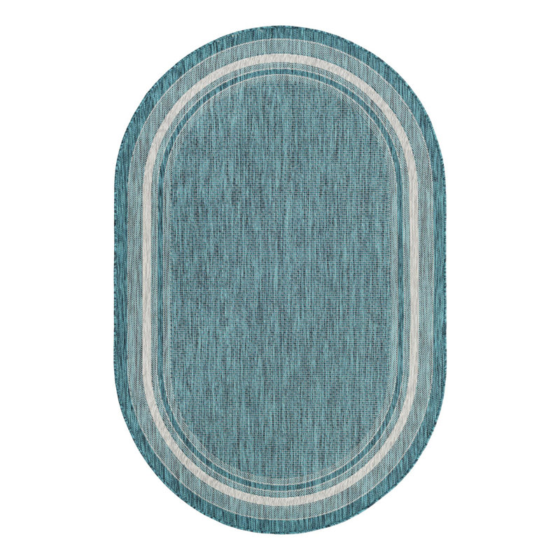 Tapis intérieur / extérieur Sevinc, Ovale 5 pi x 8 pi, Dark Teal