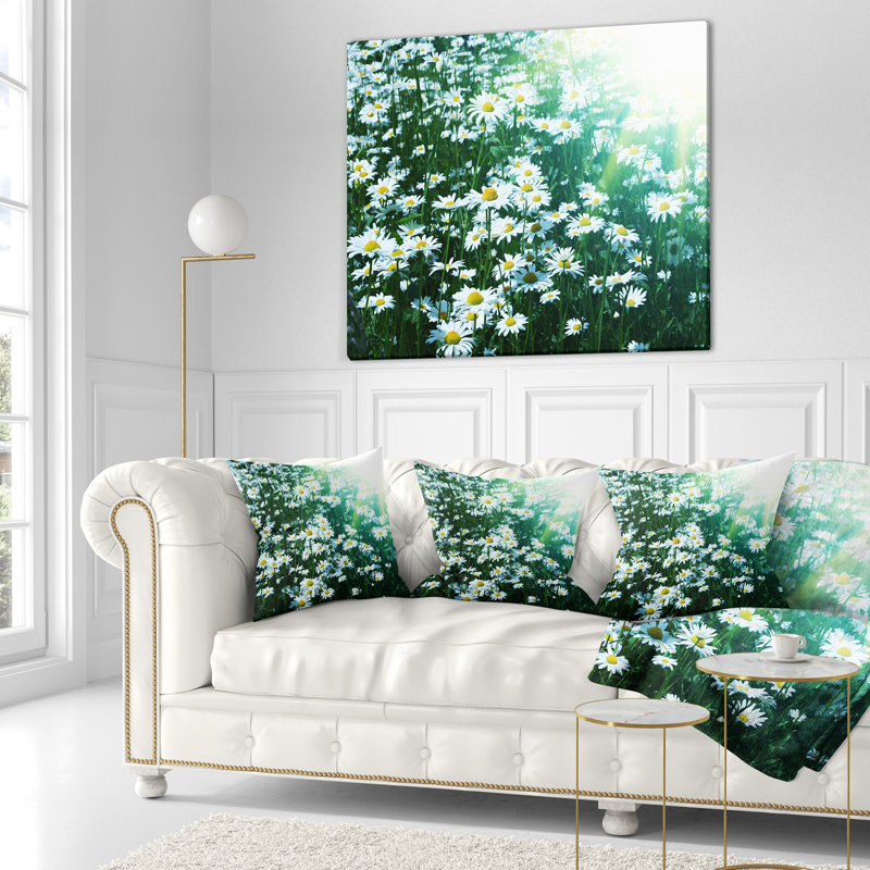 Coussin décoratif floral ensoleillé avec jolies fleurs, 18 po x 18 po, Coussin décoratif