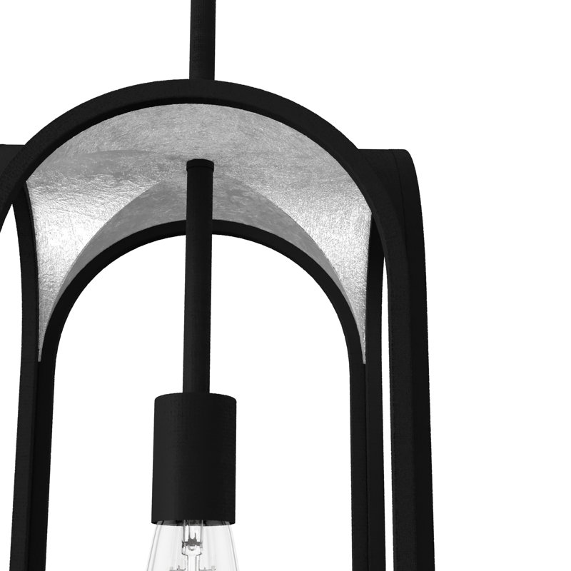 Dukestown 1 Light Lantern Mini Pendant, Natural Iron/Silver Leaf