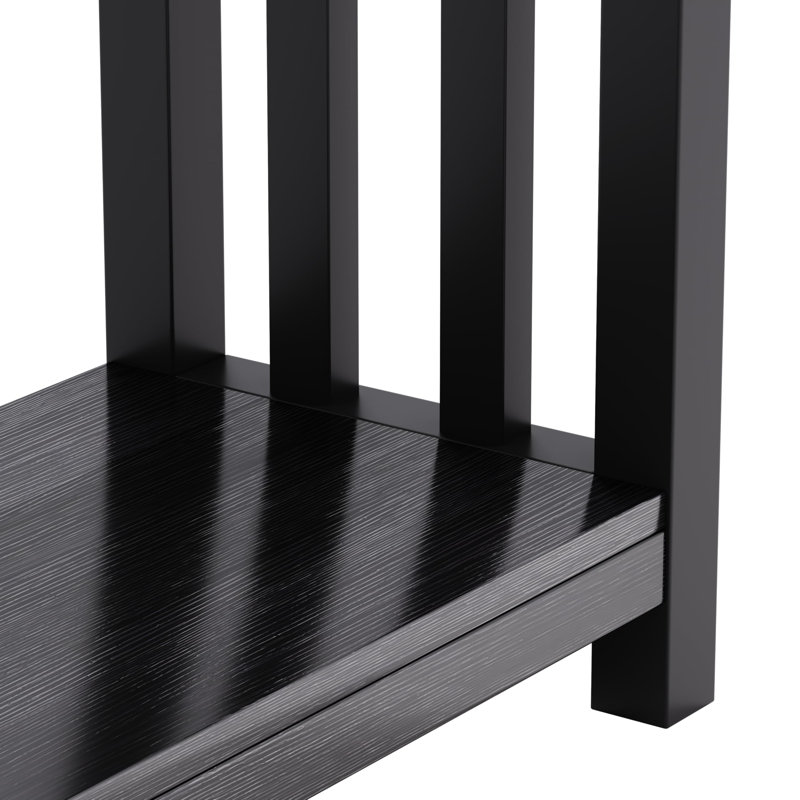 Black MDF Mission Style Entryway Table with Drawer and Shelf