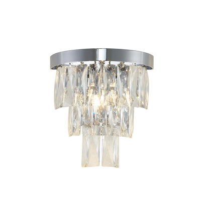 1- Light Modern Glam Chrome Metal Crystal Wall Sconce 