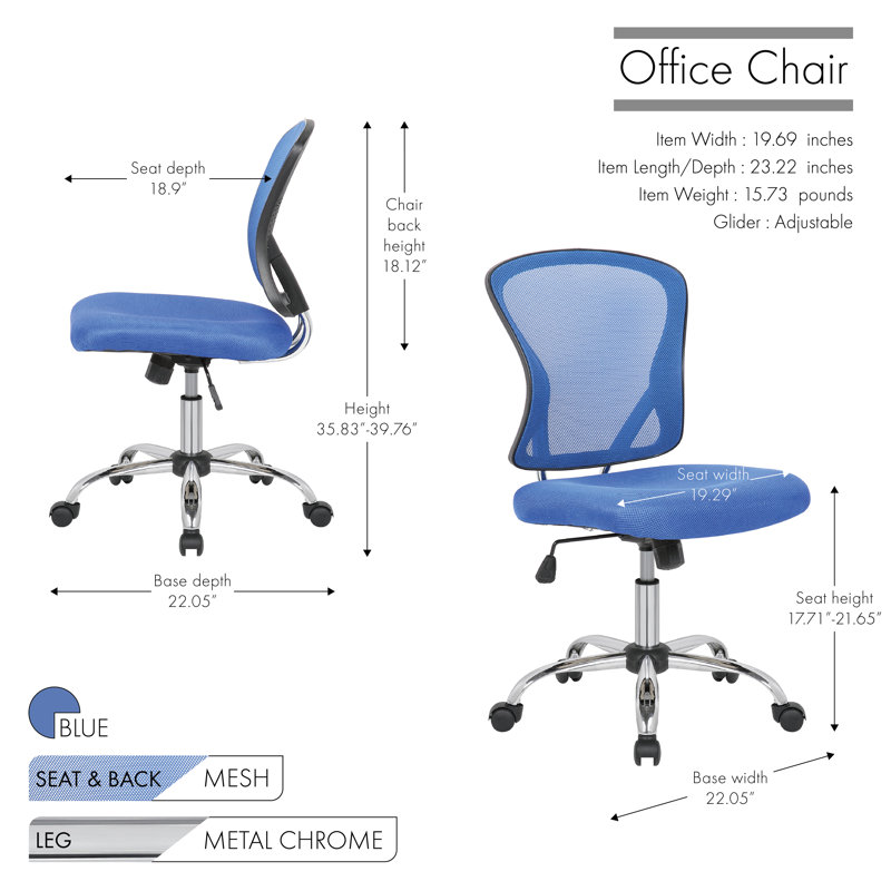 Mesh Office Chair, Blue, No
