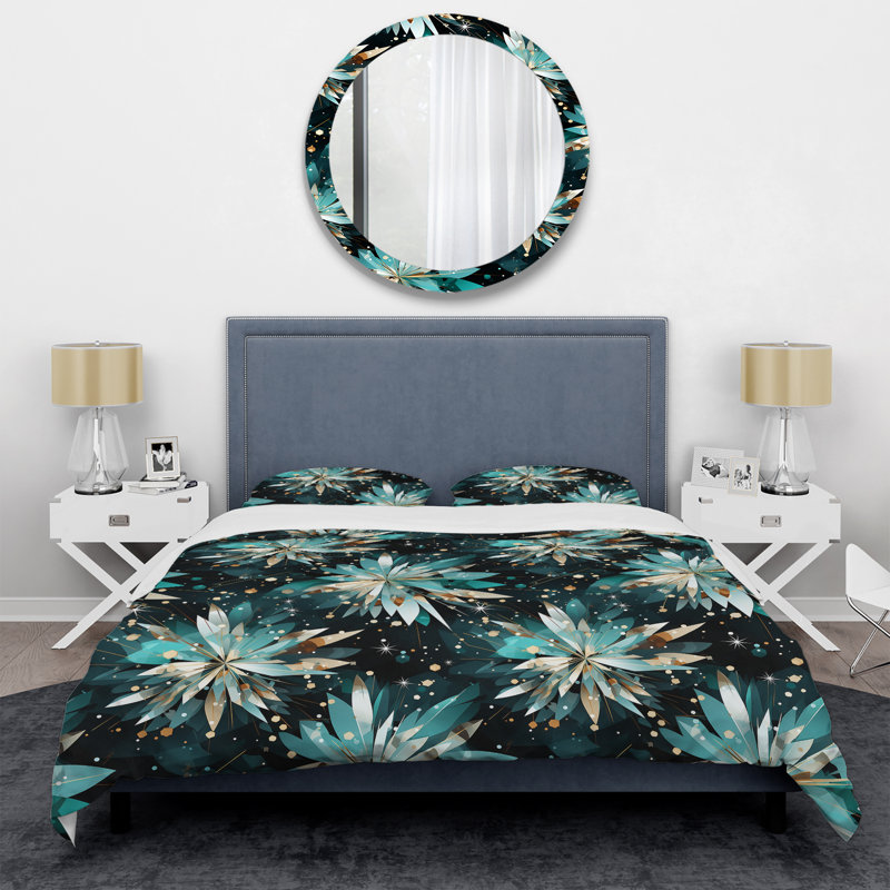 Ensemble de housse de couette Crystal Diamond Flowers Glamour Dream I, Housse de couette pour grand lit et 2 taies décor