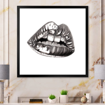 " Female Lips With Black Pencil "