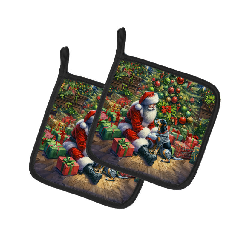 Caroline's Treasures Moments With Santa Polyester Potholder Set