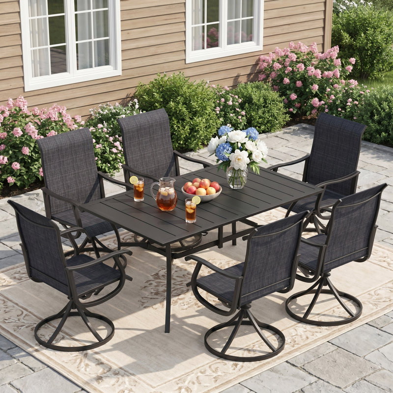 Fauteuils d'extérieur pivotants, Coussin gris anthracite / structure noire