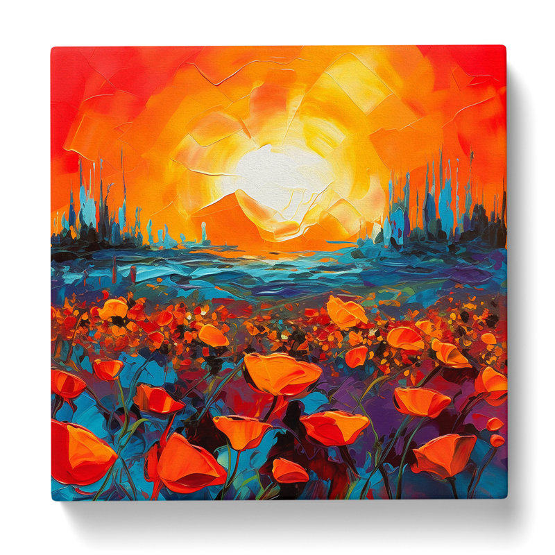Poppy Field Abstract Art No.3 - Wrapped Canvas