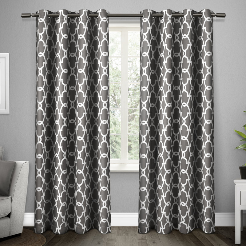 Andish 100% Polyester Room Darkening Curtain Pair, Black Pearl, 52" W x 84" L