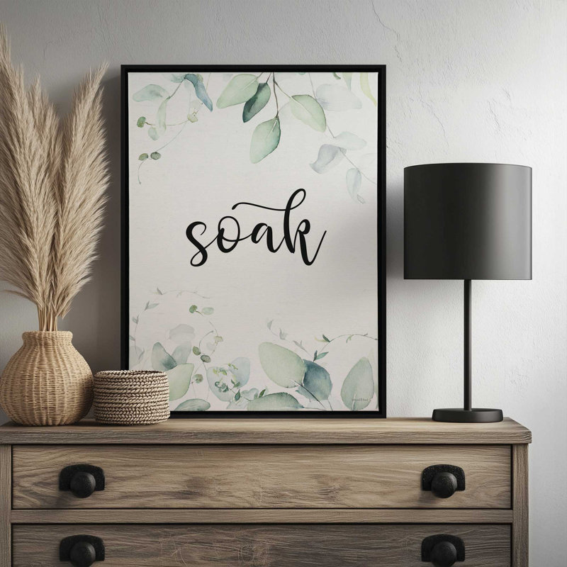 Soak Leaves par lettrage et doublure, L 24 po x H 32 po, Toile avec cadre, Brown