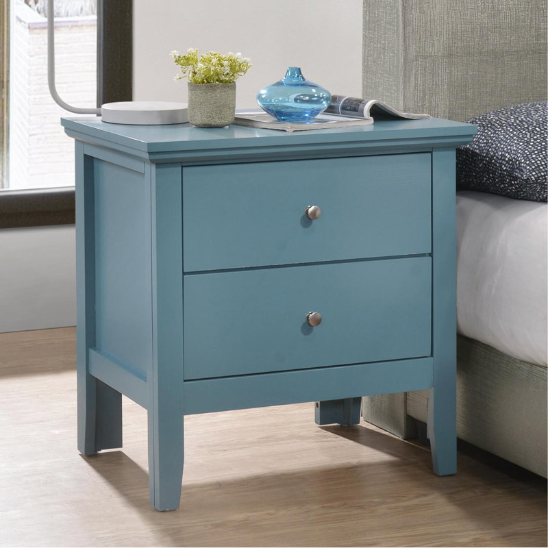 Table de chevet avec tiroirs Teal Elegance, Sarcelle