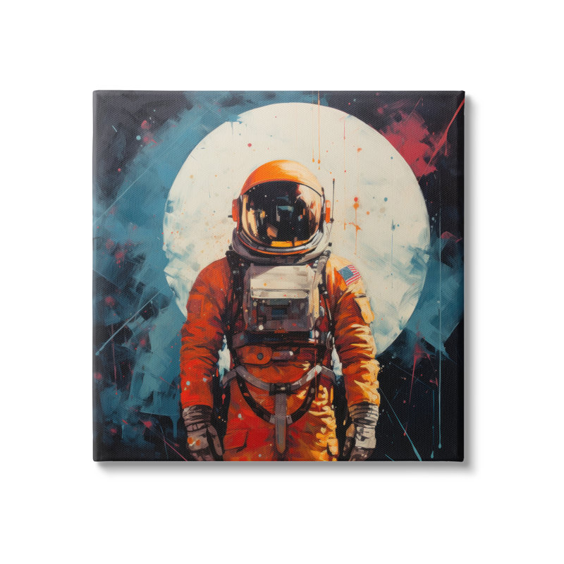 «Abstract Astronaut And Moon On Canvas» par Lazar Studio Print, H 24 po x l 24 po x P 1,5 po