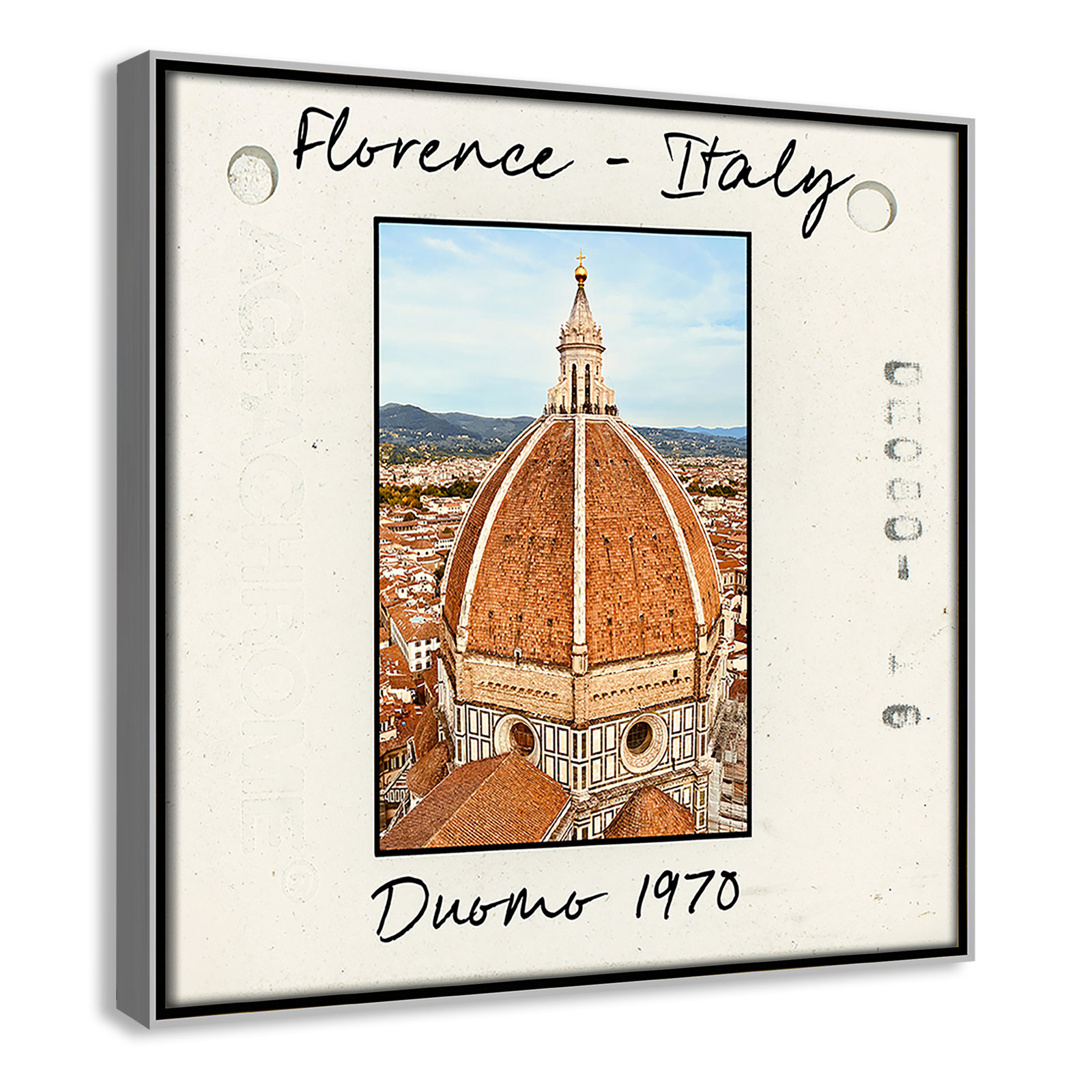 Florence Italy - Duomo Print by Susan Jill, 13.5" H x 13.5" W x 2" D, Silver Floater Framed Canvas