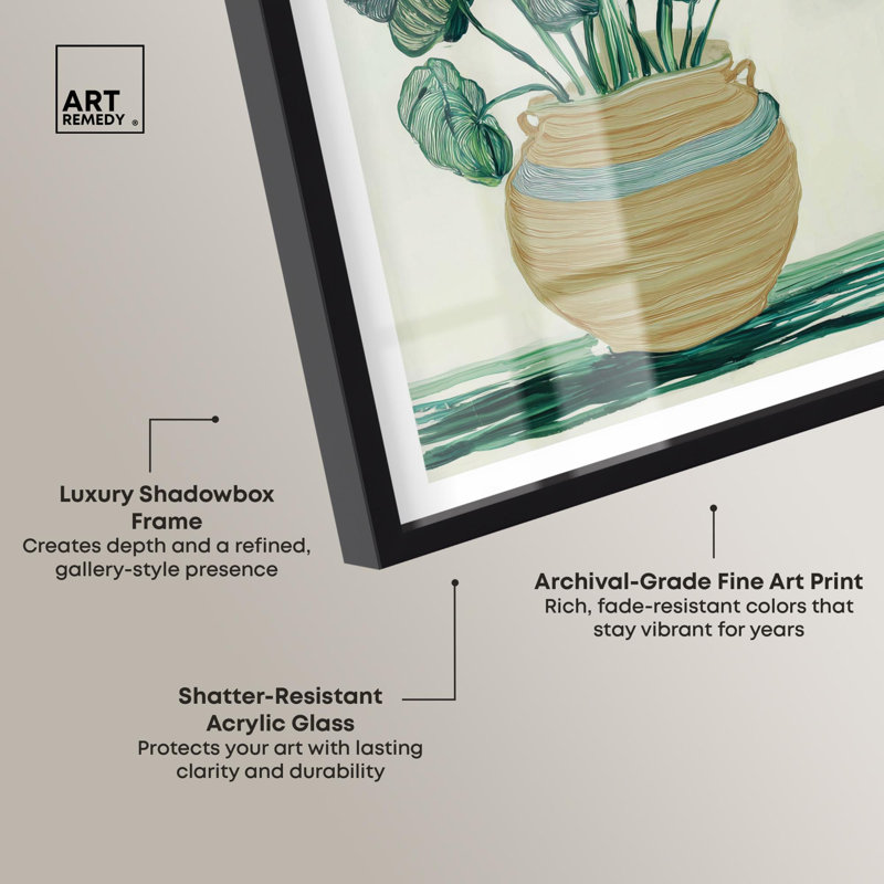 Art botanique en pot Geranium IV par Art Remedy, H 55 po x l 37 po, Noir