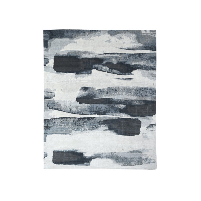 Tapis noir en laine noué à la main 8 pi 10 po x 11 pi 9 po D5CC414DCA6548669DD4AAB81DCFB2BA
