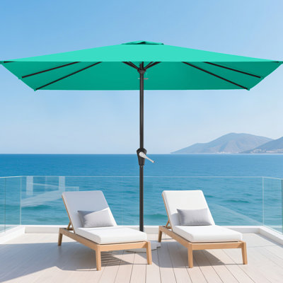 Parasol de patio robuste 10 * 7pi avec protection UV 99,9%, résistance au vent 36MPH et manivelle Easy-Tilt
