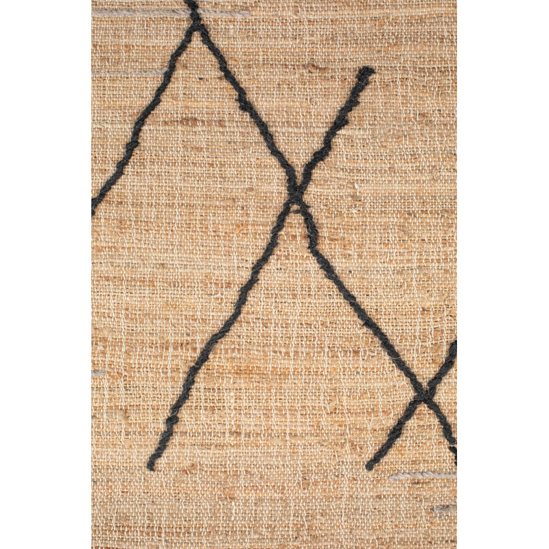 Ishank Abstract Area Rug in Beige/Black, Rectangle 6' x 8'