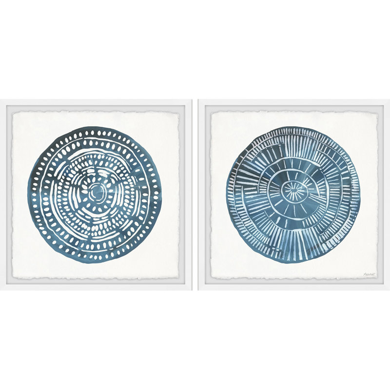 «Blue Carpets» par Marmont Hill - ensemble de 2 peintures encadrées, H 18 po x l 18 po x P 1,5 po