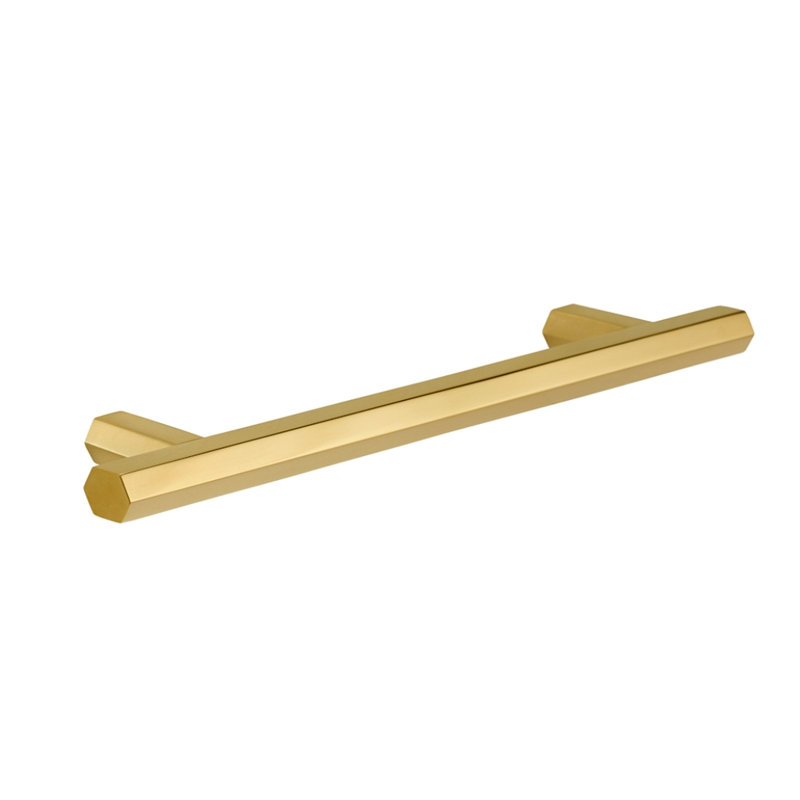 Poignée barre Hexad, 6,3 po, Laiton brossé