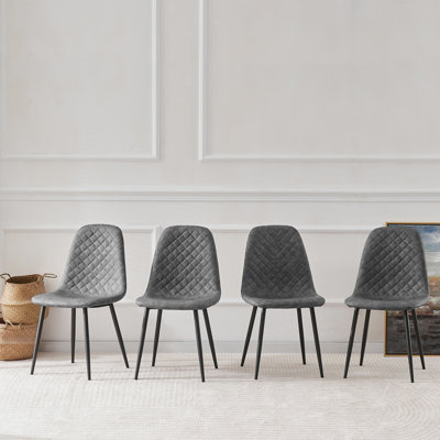Suede/Faux Leather Modern Upholstered Dining Chair with Metal Frame