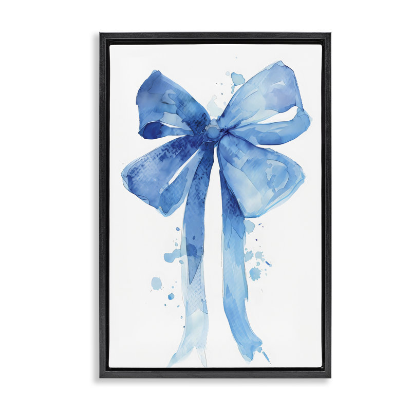 Cadre flottant Blue Bell Bow Illustration, design par LSR Design Studio, Cadre flottant noir de jais, H 25 po x l 17 po