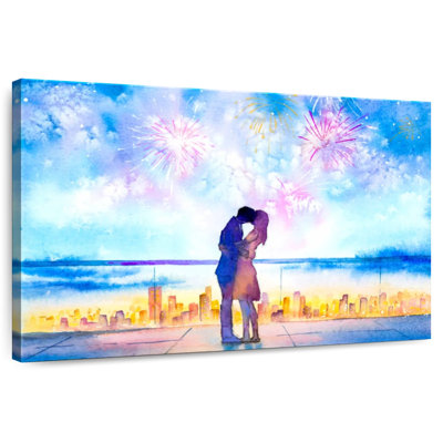 Couple et feux d'artifice