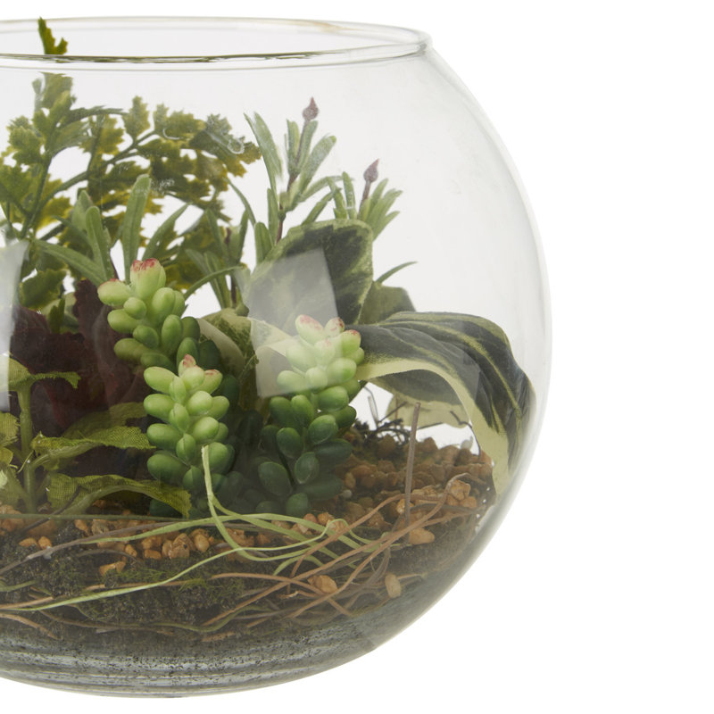 15cm Faux Foliage Plant in Glass Terrarium