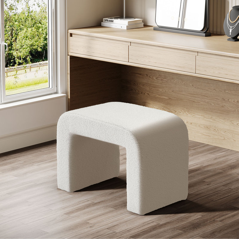 Tabouret de coiffeuse en cachemire l 23,62 po, Blanc
