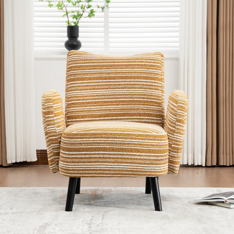 Chaise avec accoudoirs rembourrés 30,3 po, Jaune
