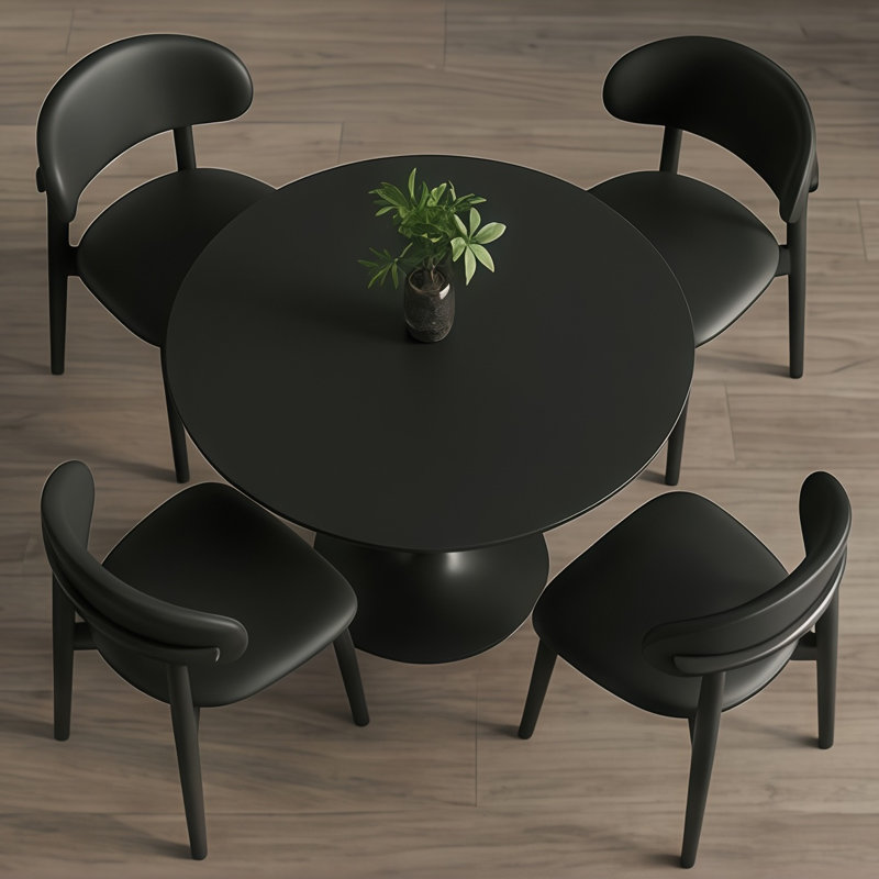 Chaise de salle à manger rembourrée avec assise en similicuir, chaise de cuisine avec structure en bois massif, chaise d'appoint moderne à dossier incurvé