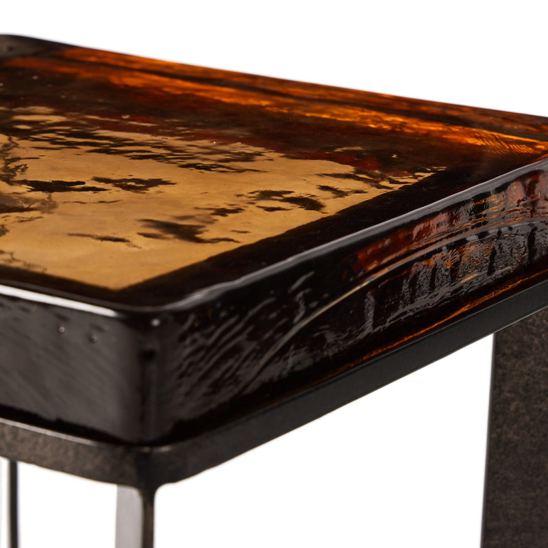 Lennie End Table, Burnished Charcoal, Cast Glass