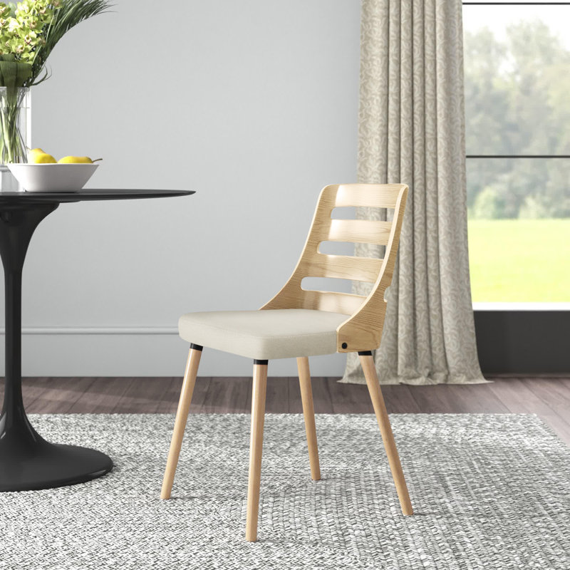 Chaise d'appoint à dossier en échelle Huitt, Crème, naturel