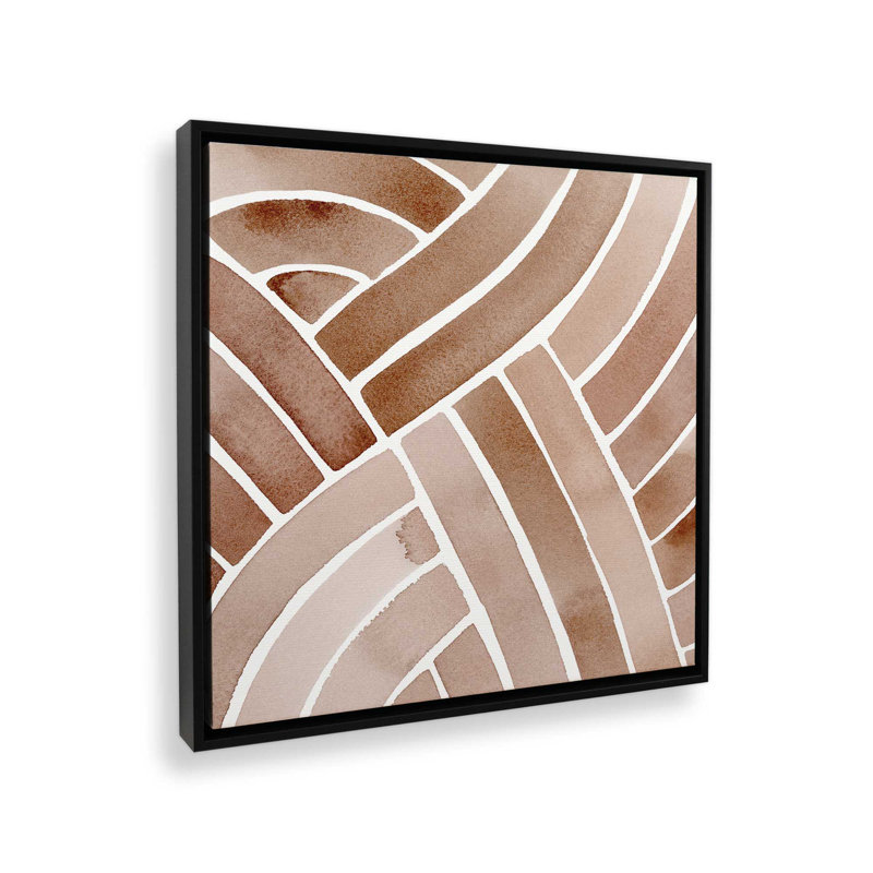 Terre tressée v1, reproduction sur toile roulée, H 16,75 po x l 16,75 po x P 1,75 po, Cadre flottant noir satiné