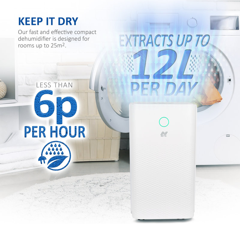 Netta 12l Dehumidifier With 24-hour Timer
