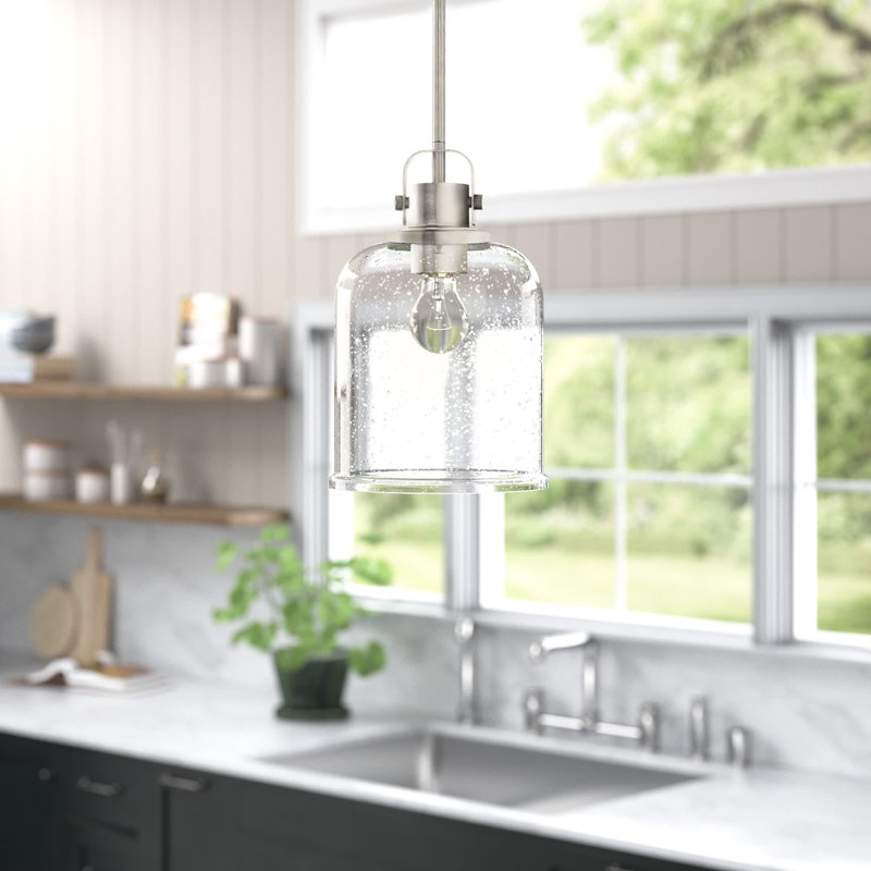 Luminaire suspendu 1 lumière Tyringham, Nickel brossé, H 93,5 po x l 8 po x P 8 po