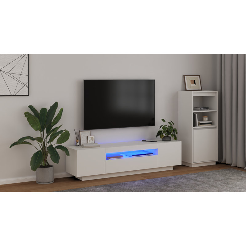 Laborde TV Cabinet with LED Lights, White