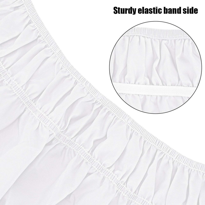 Wrap Around Bed Skirt Three Fabric Sides Elastic Dust Ruffled 16 Inch Tailored Drop, White, Queen