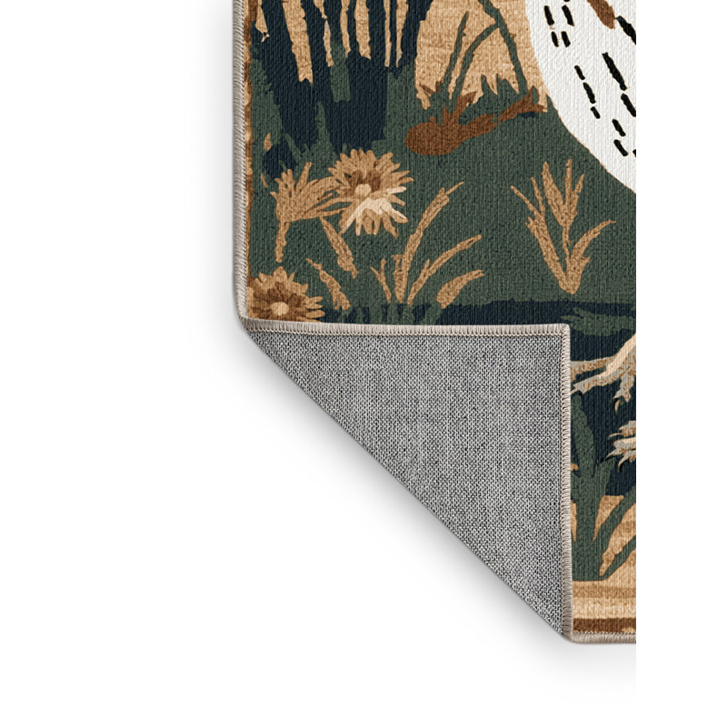 Washable Northern Bobwhite Birds Area Rug, Square 8'