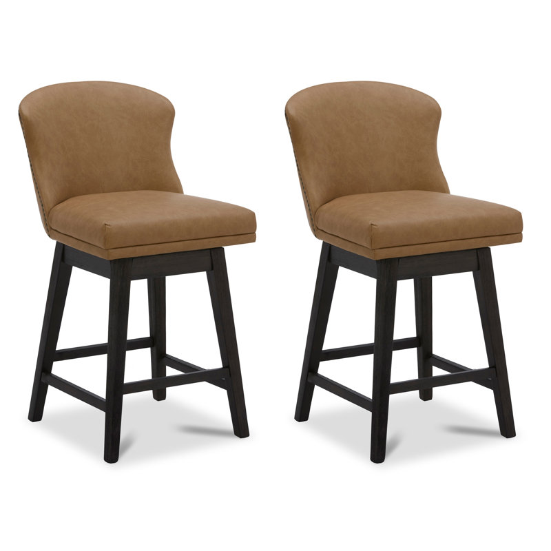 Tabouret de comptoir pivotant 26 po Azena, Cognac, Noir