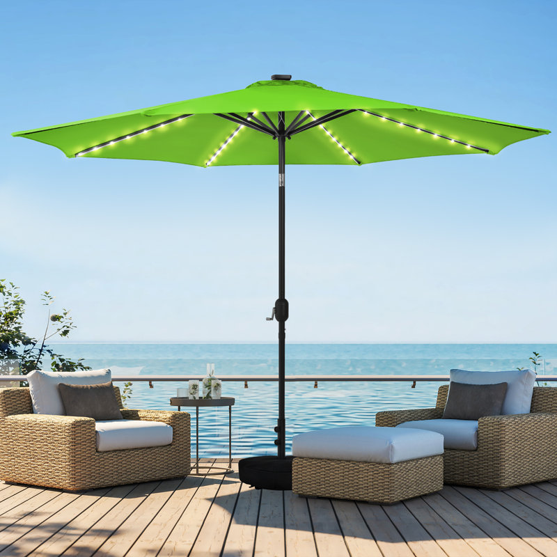 Parasol de patio avec base, Vert, H 98 po x l 132 po x P 132 po