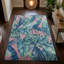 Tapis décoratif à motif de feuilles de palmier tropical Gretel