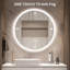 Miroir de salle de bain rond 32 pouces à DEL sans cadre avec éclairage à 3 couleurs à intensité variable antibuée et fonction mémoire
