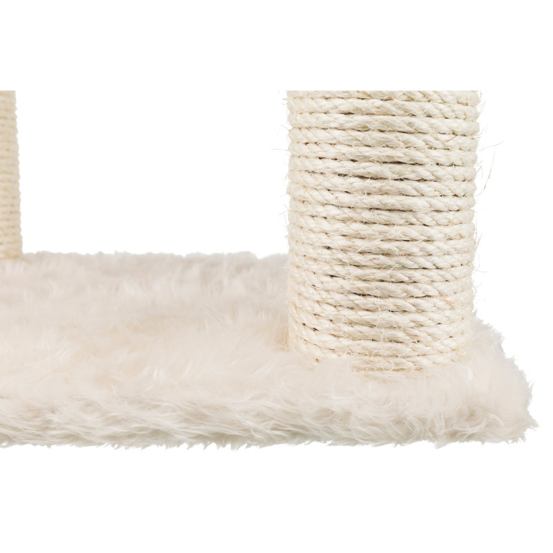 Cream Sisal Cat Tree with Plush Hammock and Toy
