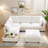 U-shaped Sectional Sofa Couch With A Movable Ottoman And A Coffee Table With Hidden Charging Devices-2130656344
