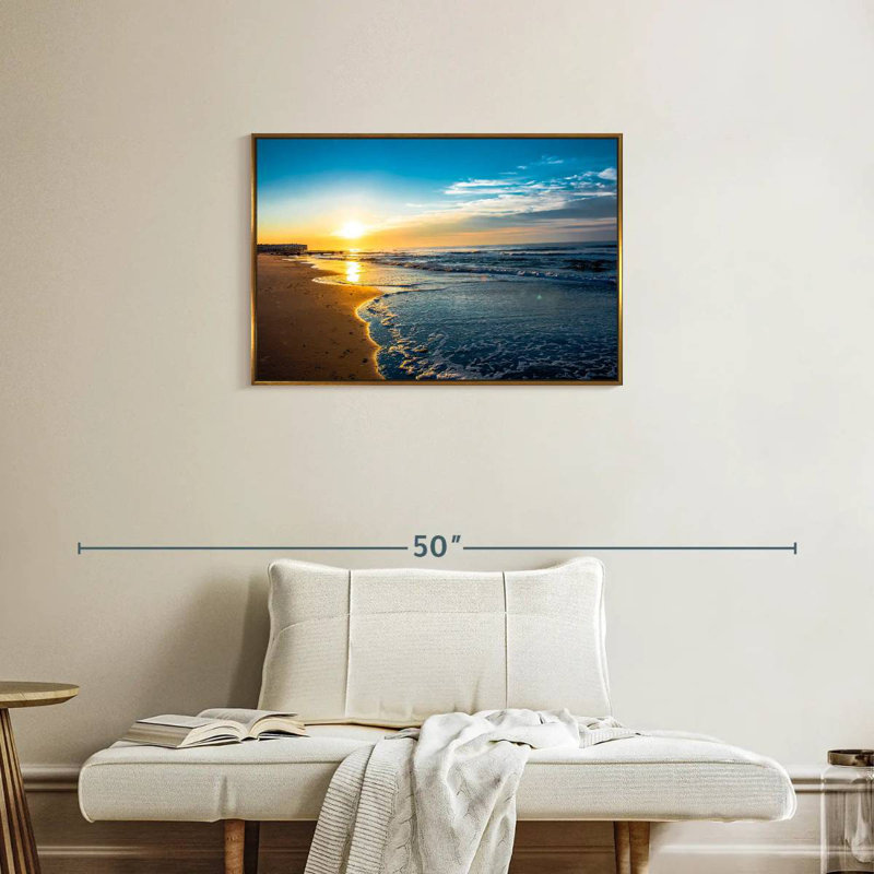 Ocean City Sunrise, 31" X 21", Floating Frame Gold