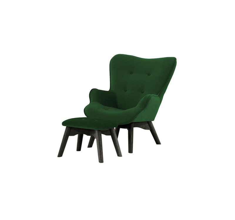 Batson Children's Armchair With Footstool, Green/Black