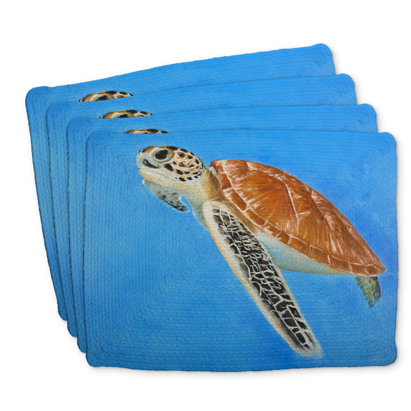 Ensemble de 4 napperons en polyester tressé Sea Turtle - Home Decor