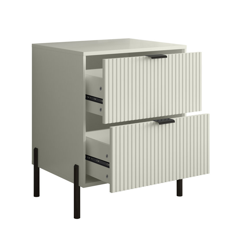 Cainsville 21.5'' W Manufactured Wood+ Steel Nightstand, Black/Beige