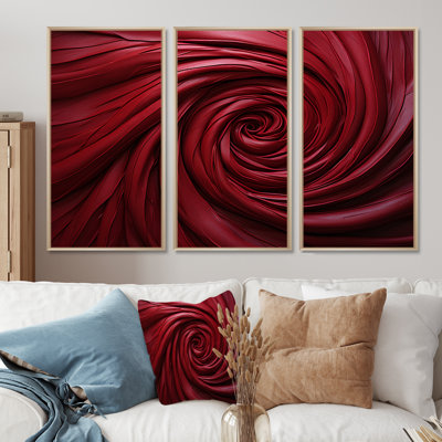 Red Winding Wonder - Abstract Spirals Canvas Art Set